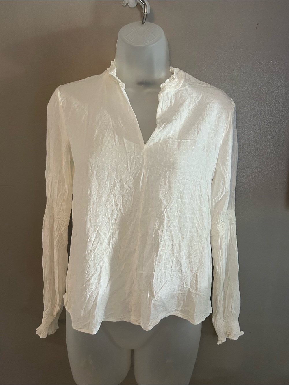 1 State Shirt - white long sleeve rayon blouse